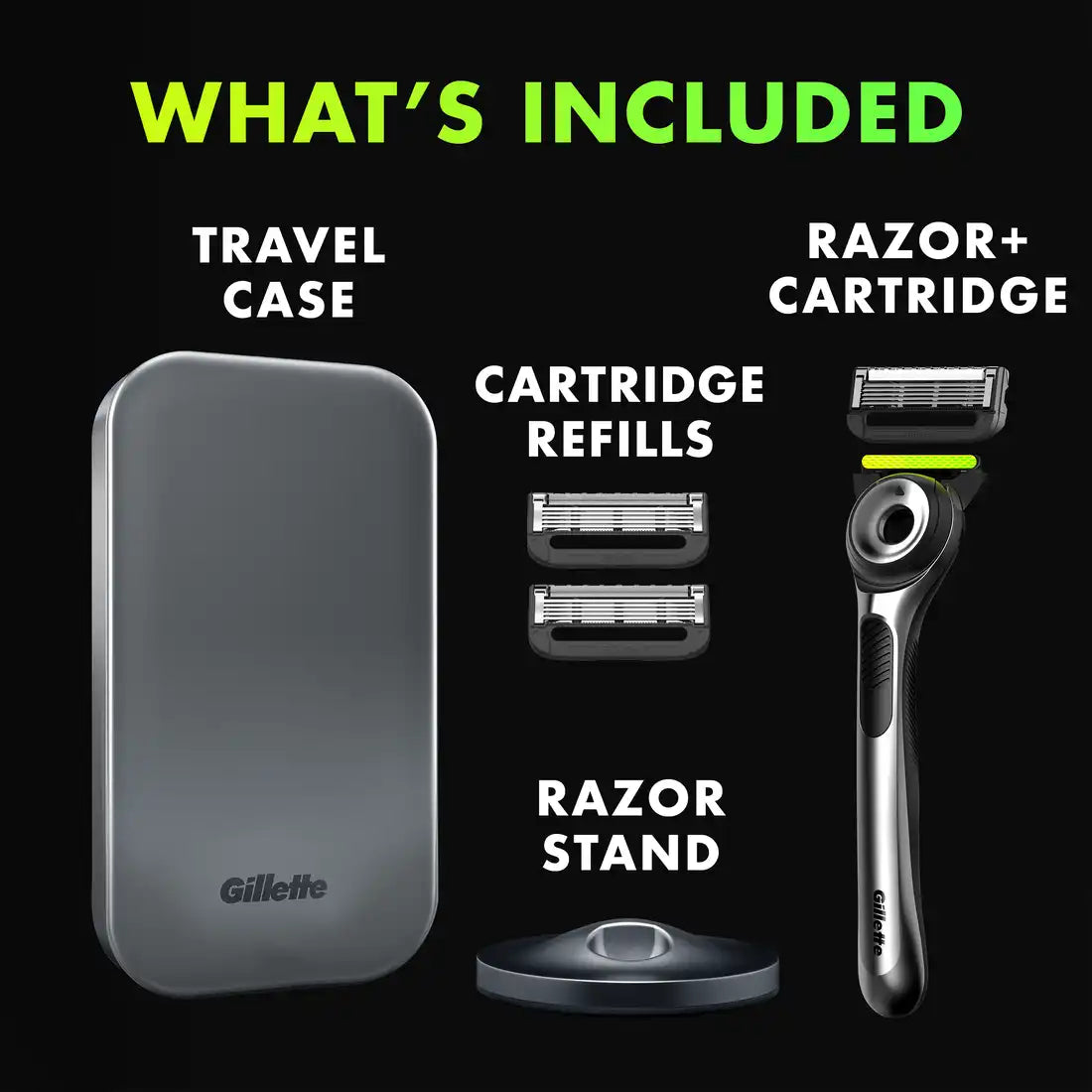 GilletteLabs Razor (1 Handle + 3 Cartridges + 1 Travel Case)