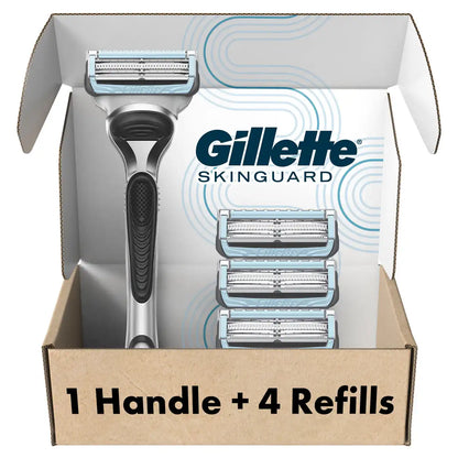 SkinGuard Razor, 1 Handle and 4 Razor Blade Refills