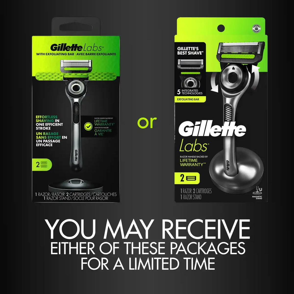 GilletteLabs Razor (1 Handle + 2 Cartridges)