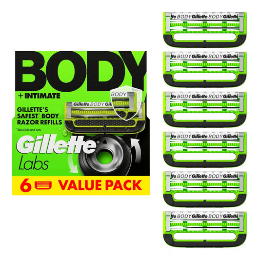 GilletteLabs Body + Intimate Razor Blade Refill Cartridges, 6 Blade Refill Cartridges